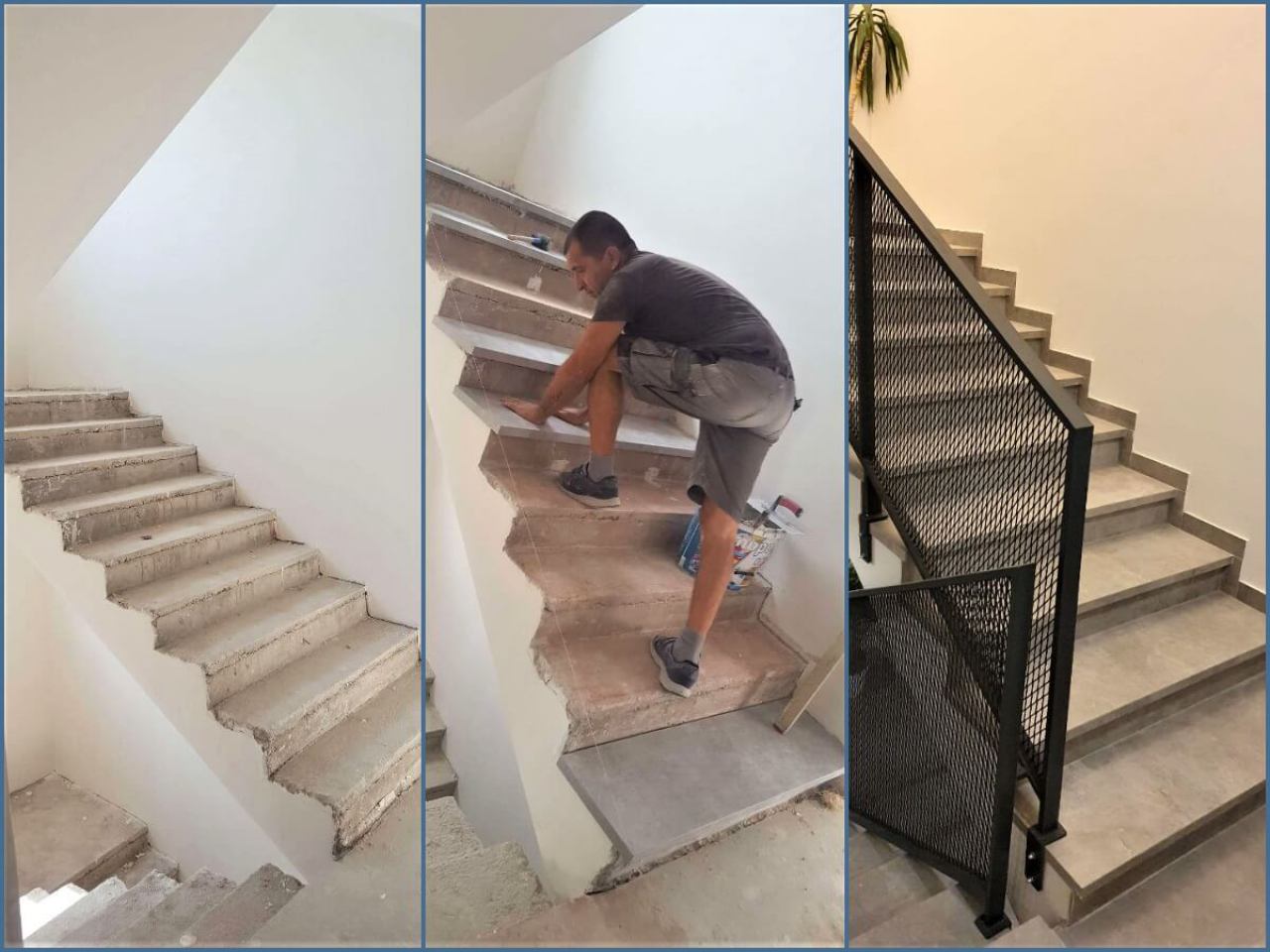 Postavljanje pločica na stubište - prije i poslije