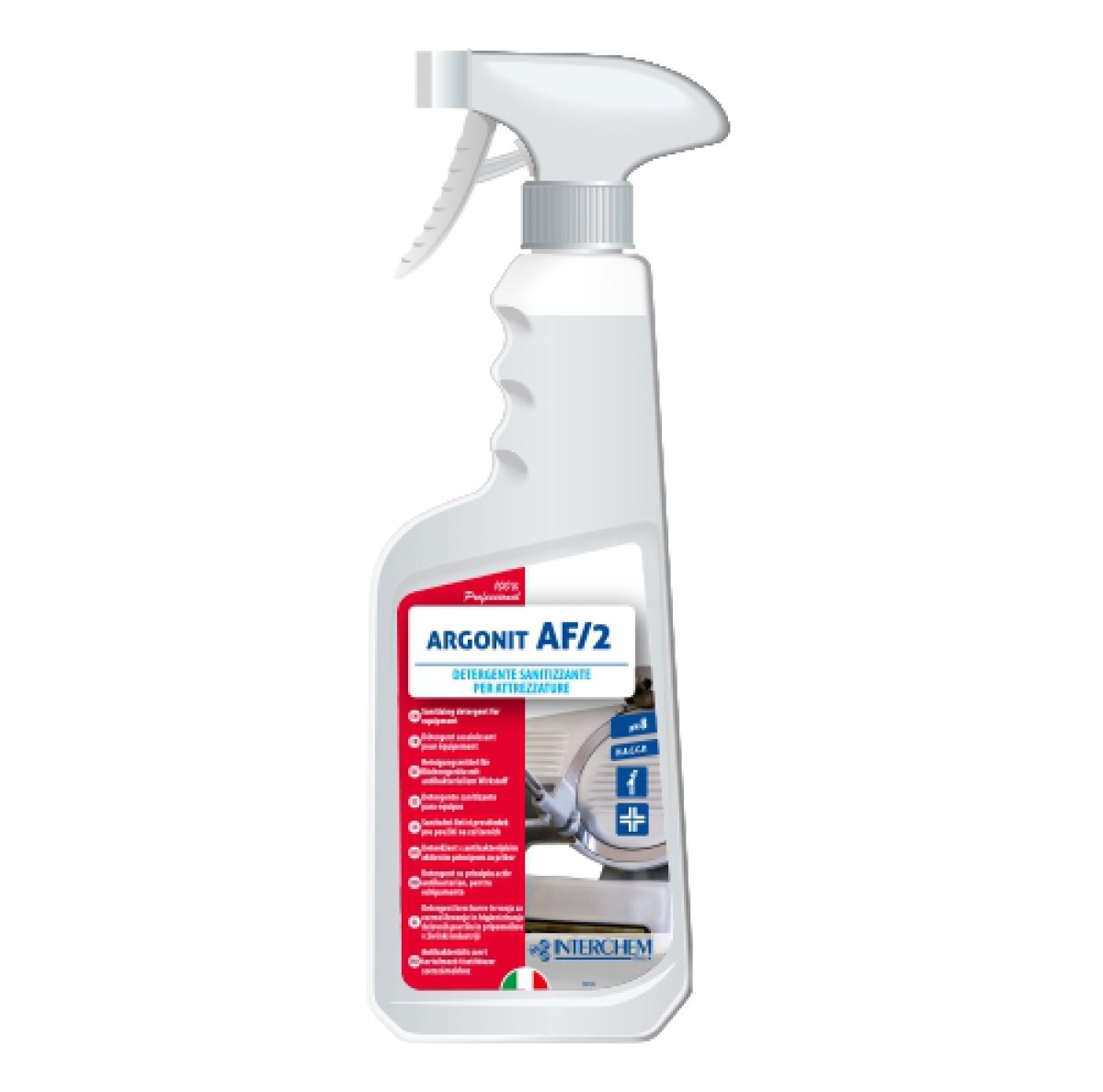 ARGONIT AF/2 - 750 ml / Sredstvo s aktivnim antibakterijskim principom / Namjenjen za čišćenje i dezinfekciju pribora / Bez mirisa i umjetnih boja / Pogodan za sve površine (čelik, plastika, aluminiji)