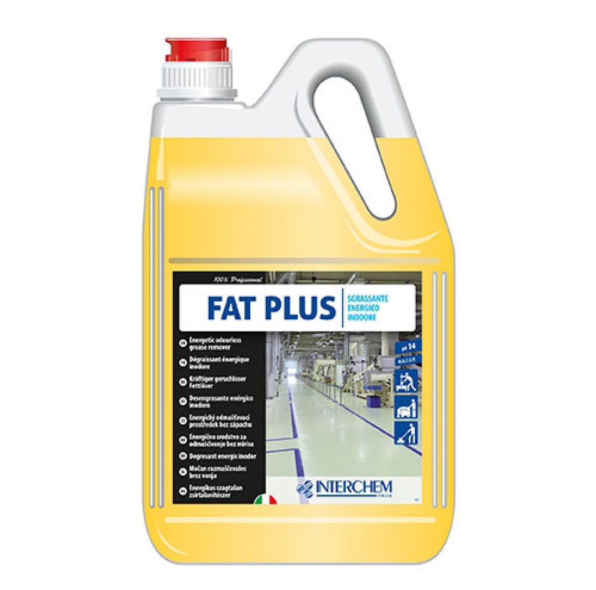 FAT PLUS - 5,7 lit / Energično sredstvo za odmašćivanje podova bez mirisa / Za masnoću organskog porijetla / Za klaonice i mesnice