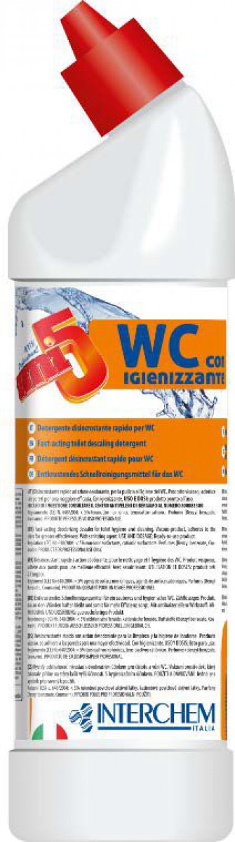 UNI 5 WC SA DEZINFEKCIJOM - 750 ml / Deterdžent sa dezinfekcijom za brzo uklanjanje okorjele nečistoće / Idealan za školjke i pisoare